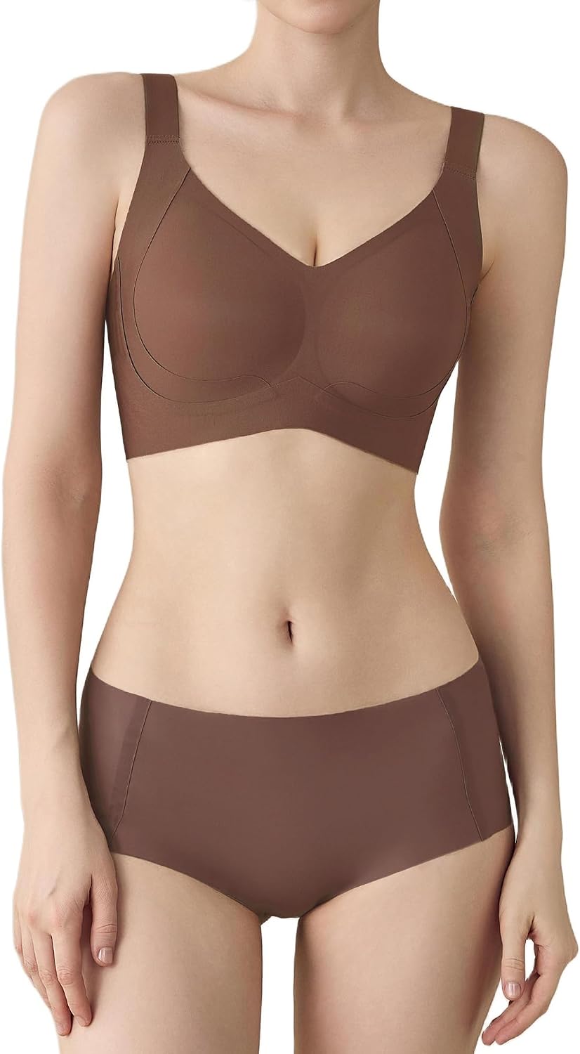 610Jryaue2L._AC_SL1500_.jpg Bra and Panty Set Push-Up and Sports, Seamless Breathable Wireless Underwear Lingerie, Comfortable Intimate for Everyday Wear - Image 1
