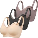 3 Pack Nursing Bras for Breastfeeding Seamless V Neck Mesh Maternity Bra Comfort Pregnancy Sleep Bralette