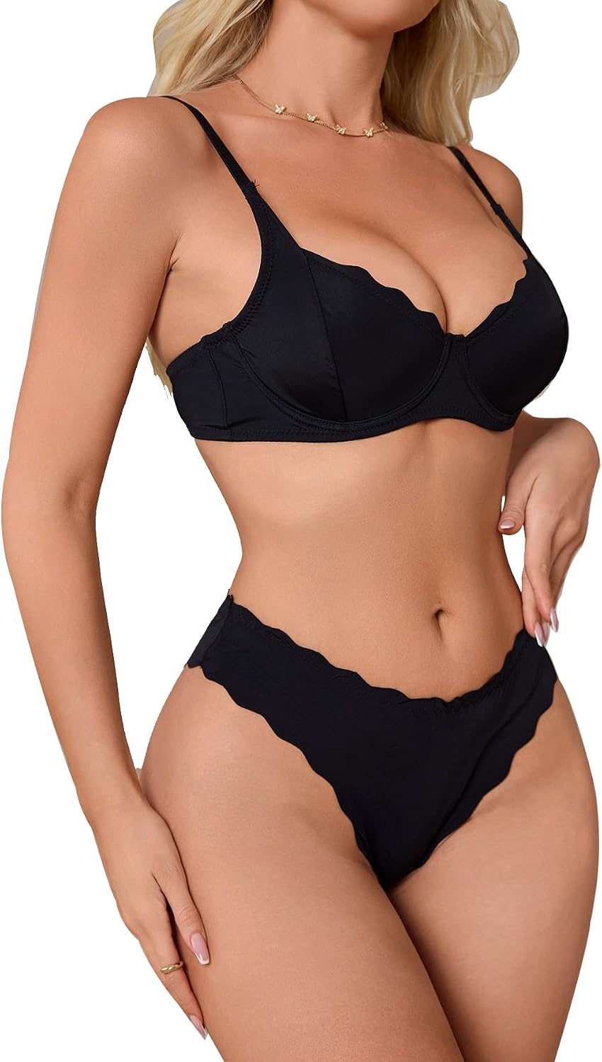 61EdjliOlZL._AC_SL1500_.jpg Lingerie Sets for Women Sexy Matching Bra and Panty Sets 2 Piece Underwire Underwear - Image 1