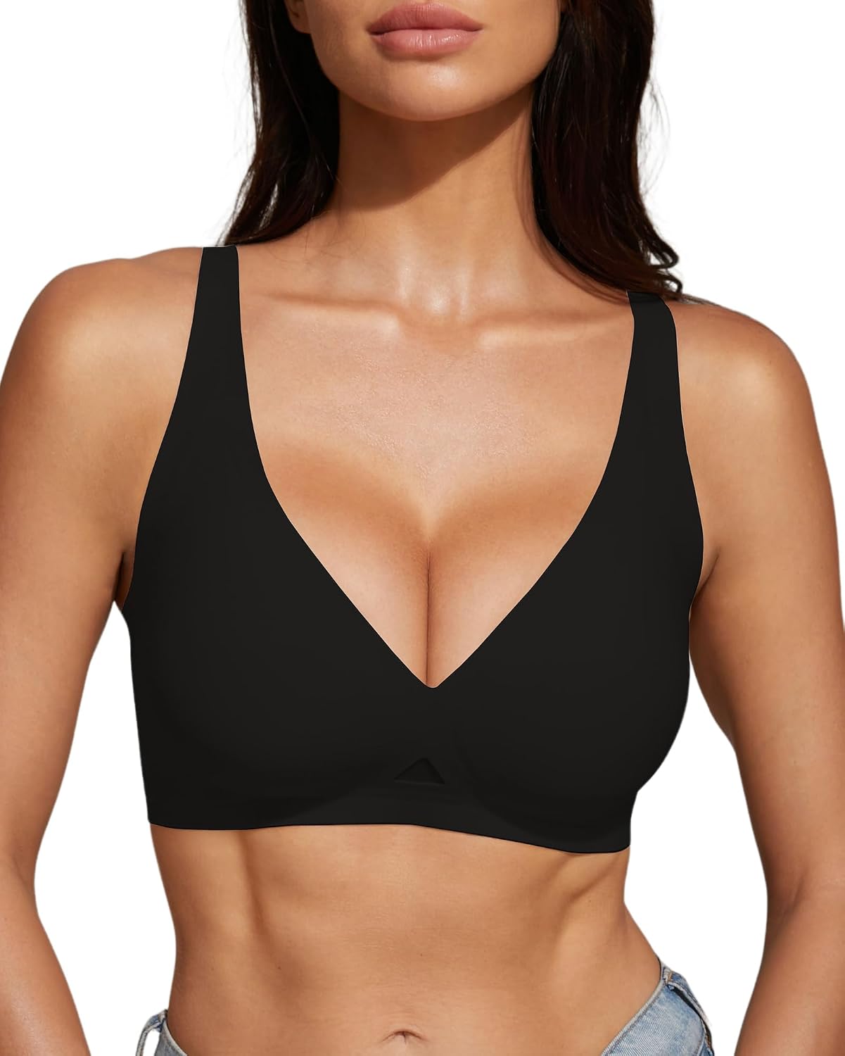 61ZWosuGS6L._AC_SL1500_.jpg Women Deep V Bra Push Up Wireless Bralettes No Underwire Woman Seamless Bras Bralette Plunge Seamless Brassiere - Image 1
