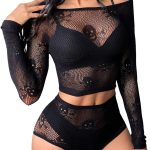 Women Lingerie Set Fishnet Babydoll Bodysuit Sexy Nightwear Skull Halloween Costume
