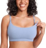 Ribbed Nursing Bras for Breastfeeding Soft Lift Maternity Sleep Bra Wireless Seamless Comfy Bralettes