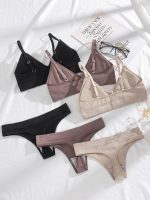 Women 6 Piece Ribbed Knit Lingerie Sets Seamless Wireless No Show Bra and Panty Thong Sets Matching Underwear Sets - Image 2