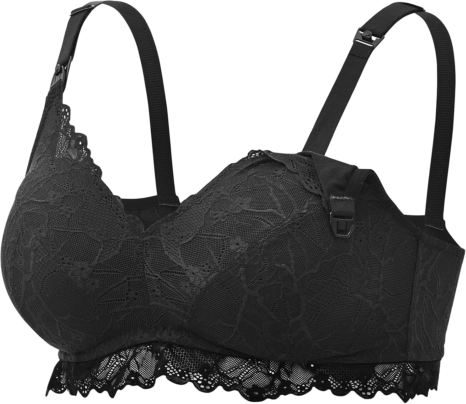 81-BxPjp3YL._AC_SL1500_.jpg Lace Nursing Bra, Wirefree Padded Nursing Bras for Breastfeeding, V Neck Maternity Bra for Pregnancy, Soft Lace - Image 1