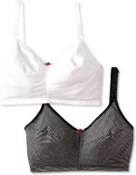 Wireless Nursing Bra for Women, Double-Layered Cups, One Hand Nursing Clasps, Adjustable Straps