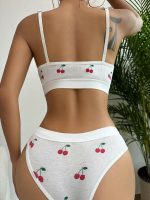 Women 2 Piece Ribbed Bra and Panty Sets Wireless Bralettes Thong Underwear - Image 2